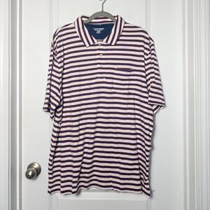 NWT Amazon Essentials Men's Polo with pocket - XL Red/Blue Striped